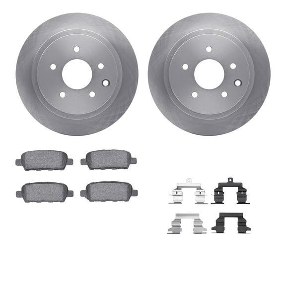 Dynamic Friction Company Rear Brake Rotors with 5000 Advanced Brake Pads includes Hardware 6512-67462