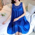 thumbnail image 6 of DISHAN Female Nightgown Sleeveless Lace Stitching V-neck Sexy Women Faux Silk Sleepwear for Lady, 6 of 8