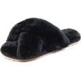 thumbnail image 2 of Pantuflas de piel para mujer, chanclas con punta abierta, cómodas, con espuma viscoelástica, suaves, planas, antideslizantes, para spa, interior y exterior, 2 of 6