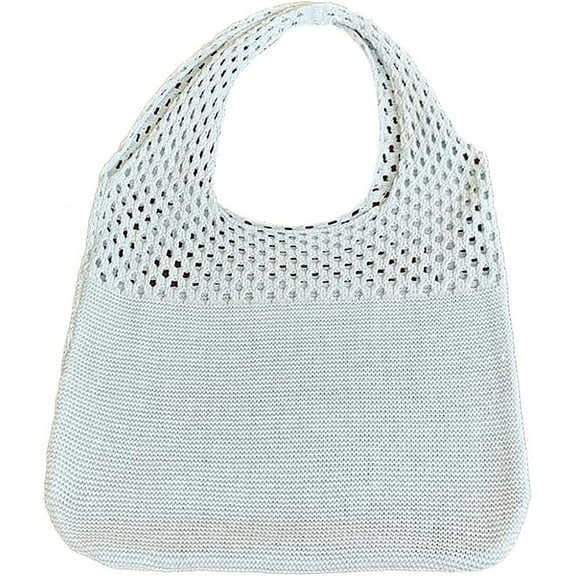 Kukuzhu Women Crochet Bag Knitted Tote Bag Grunge Tote Bag Cottagecore Shoulder Bags Mesh Hollow Casual Classic Purse