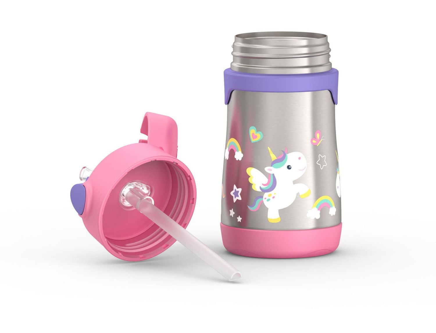 Thermos Baby Vacuum Insulated Stainless Steel 10 Oz Straw Bottle, 10 Oz, Unicorn Bottle