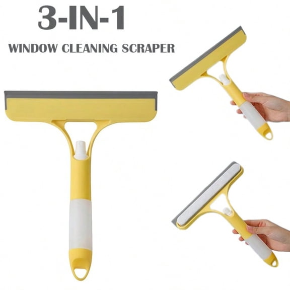 3-in-1 Window Cleaning Tool, All-in-One Spray, Scrub & Squeegee for Streak-Free Shine