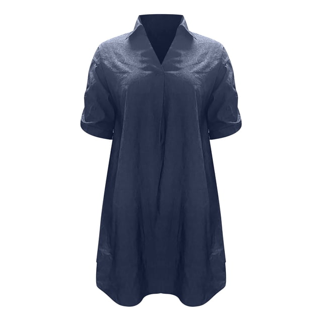 adviicd Robes pour Femmes Robe d'Été à Manches Courtes Col Rond Rayée Basique Unie pour Bureau BU1,XXXXL