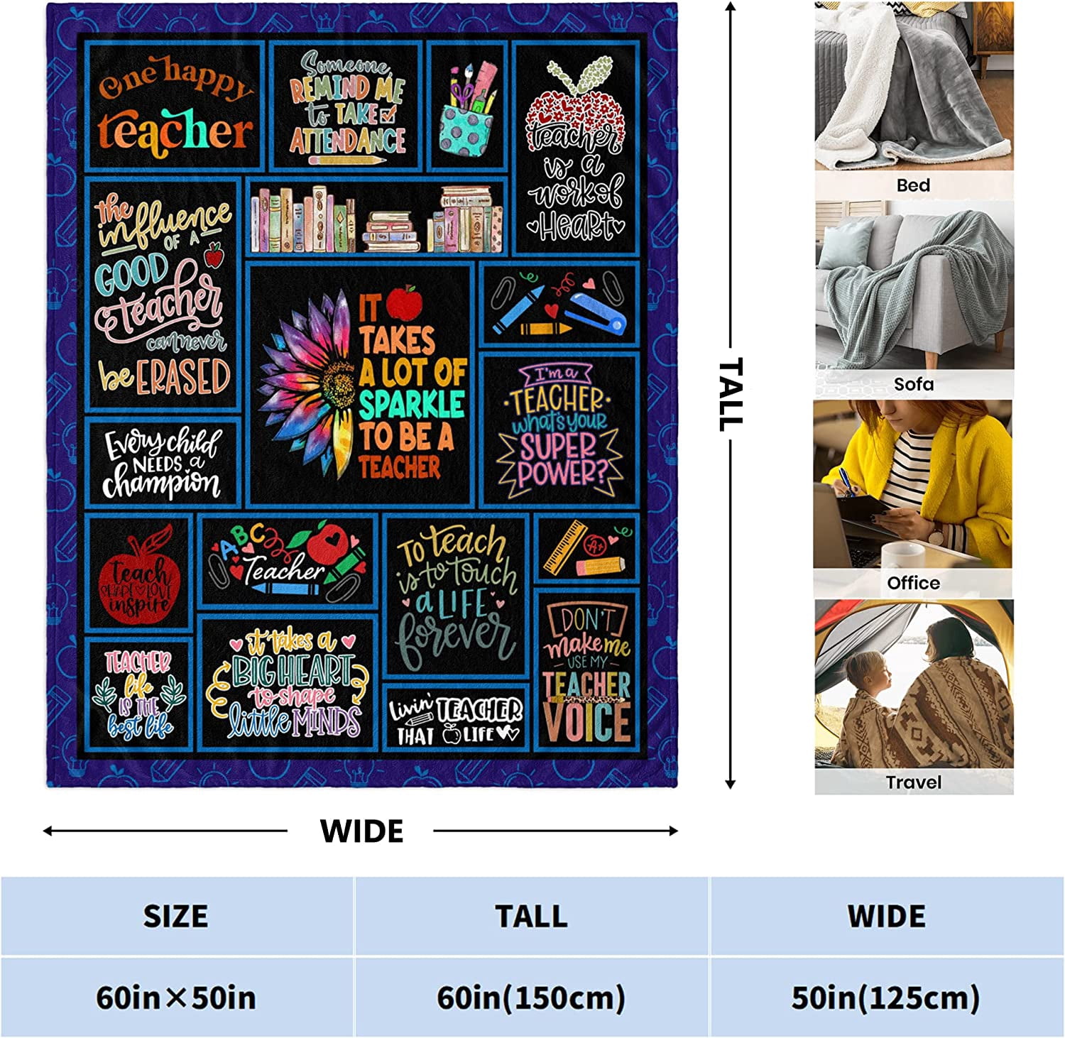 Teacher Gifts Blanket,Teacher Appreciation Gifts Throw Blanket,Teacher Gifts for Women Blankets Throws,Mentor Gift Ideas,Best Teacher Gifts on Birthday Thanksgiving Teachers'' Day 60"x50"