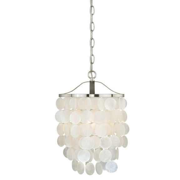 Waterfall Pendant Light - Satin Nickel Shell Chandelier - 1 Light Contemporary Design