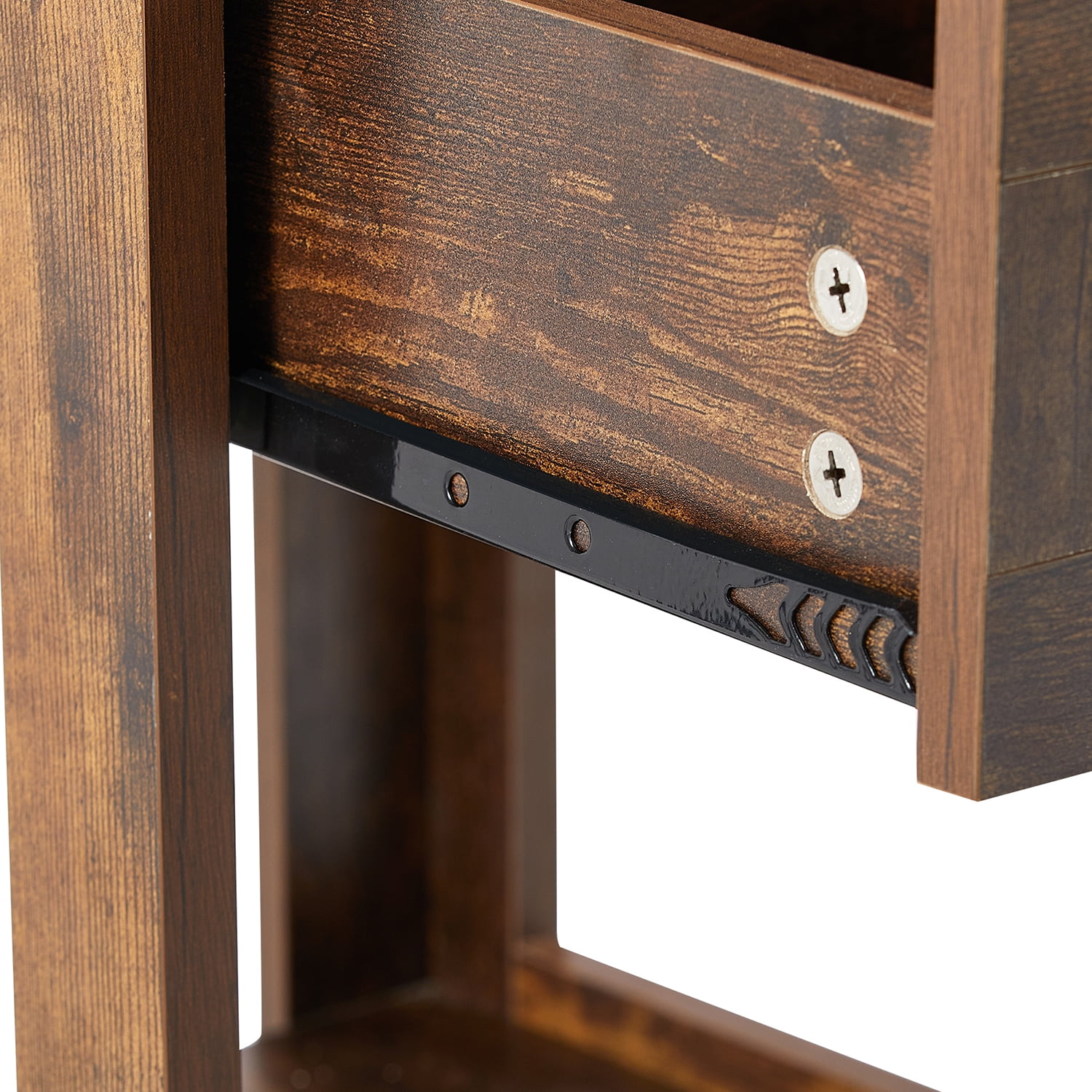 Kepooman 15.75" Rattan Night Table, Versatile Nightstand Bedside Table with a Drawer and Shelf, Modern End Side Table for Bedroom, Rustic Brown