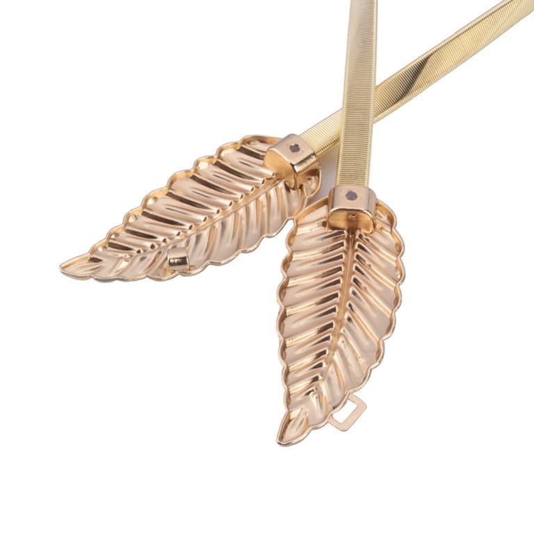 Brand New Fashionable Golden Leaf Elastic Waist Chain Belt COSYDAYS Leaf Waist Belt Gold Chain Belts Fashion Elastic  main image 2