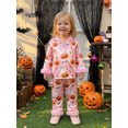 thumbnail image 5 of RUINIXCW Toddler Baby Girl Halloween Silk Stain Pajamas Set Kids Little Girl Fall Winter PJS Set Sleepwear Pumpkin Bat Fuzzy Trim Long Sleeve Button Down Shirt and Pants Set Loungewear Homewear, 5 of 9