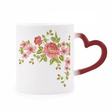 

Red Roses Pattern Flowers s Heat Sensitive Mug Red Color Changing Stoneware Cup