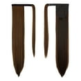 thumbnail image 2 of SHCKE Straight Hair Ponytail Extension 20"/28" Long Wrap Around Ponytail Drawstring Ponytail Clip in Synthetic Ponytail Extension for Women - Dark Brown Mix Light Auburn, 2 of 6