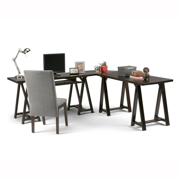 Wyndenhall Hawkins Solid Wood Modern Industrial 84 Inch Wide L