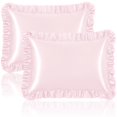 thumbnail image 1 of Funda de almohada Homiest con volantes, satén, tamaño queen, rosa rubor, juego de 2, 1 of 7