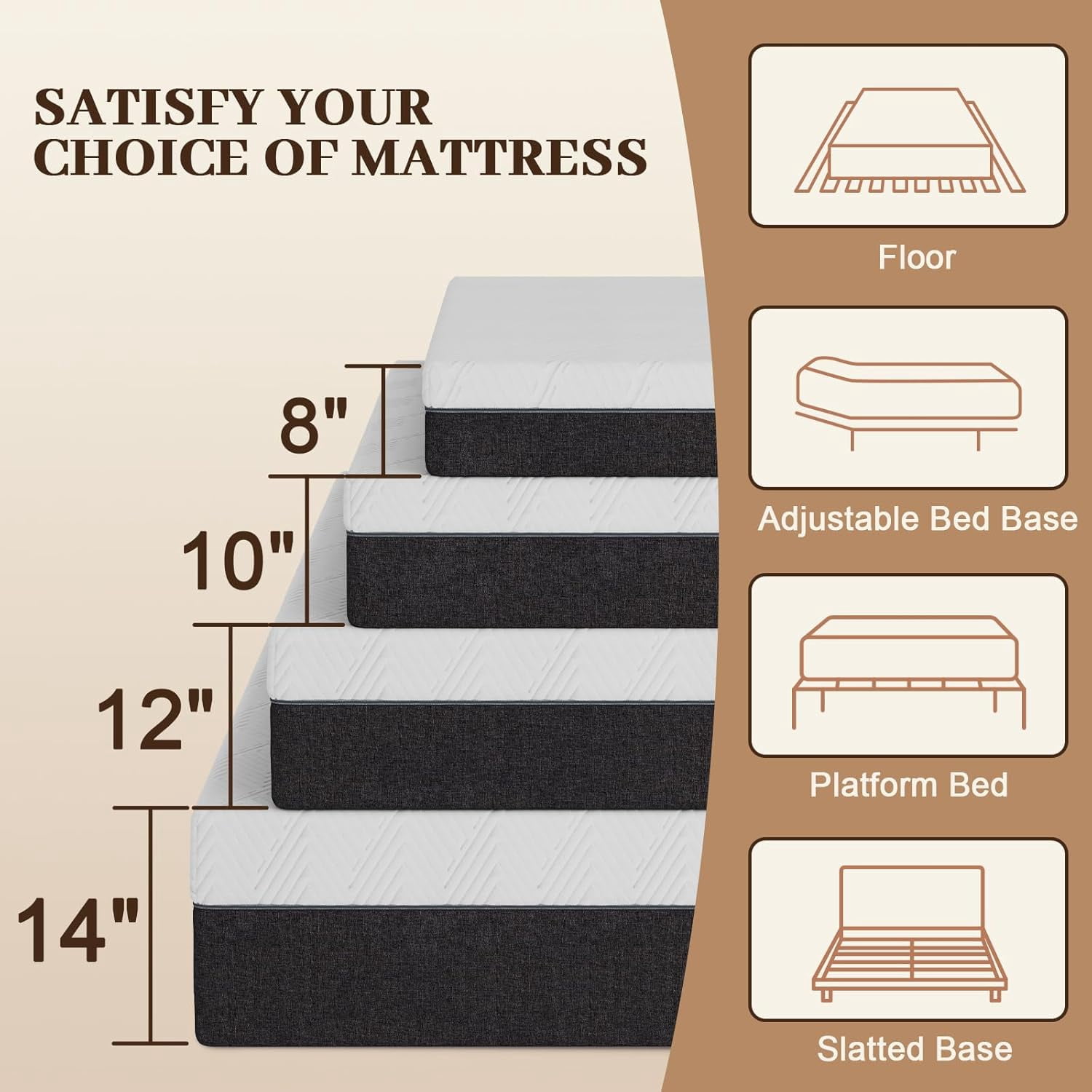 10-Inch Full Size Gel Memory Foam Mattress, Medium Firm Support, Pressure Relief, Motion Isolation, Fiberglass-Free