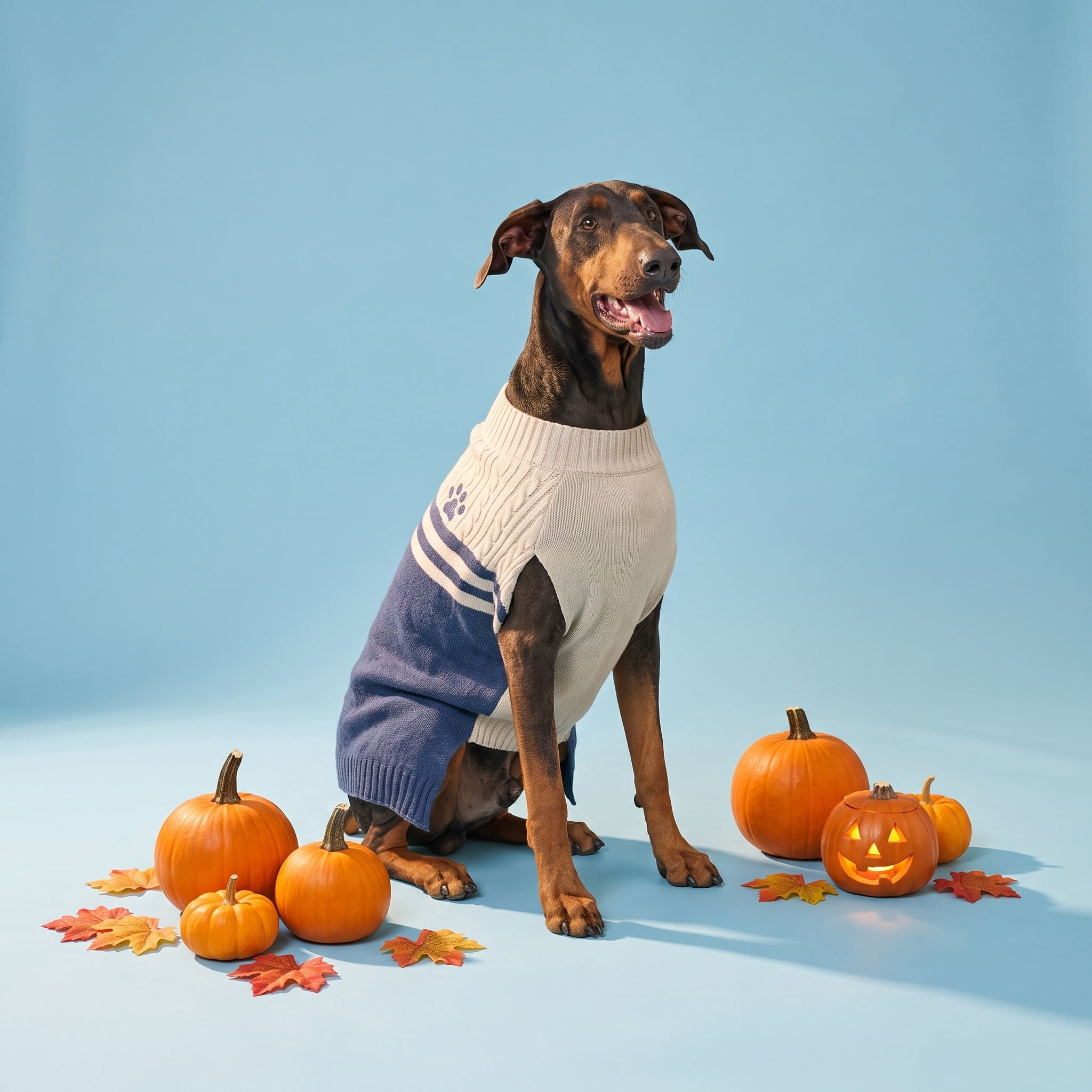 Vibrant Life Paw Dog Sweater, Cream & Navy, XL, Among Other English Mastiff, Great Dane