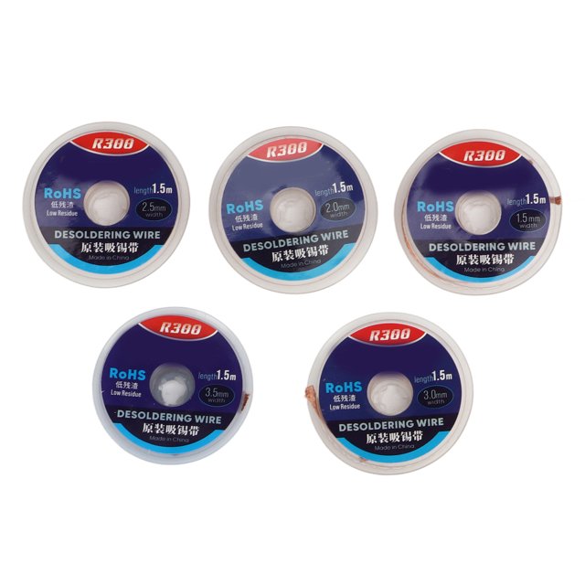 5PCS Soldering Wire Low Residue Copper Desoldering Wick Solder Removal Tool 1.5 Meter Length