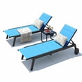 thumbnail image 1 of Garvee 2 Pack Outdoor Chaise Lounge Chairs, with 1 Side Table, 5 Level Backrest, Blue, 1 of 7