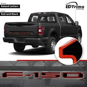 BDTrims | Raised Domed Tailgate Letters Inserts fits 2018 2019 F-150 Models (Red/Black)