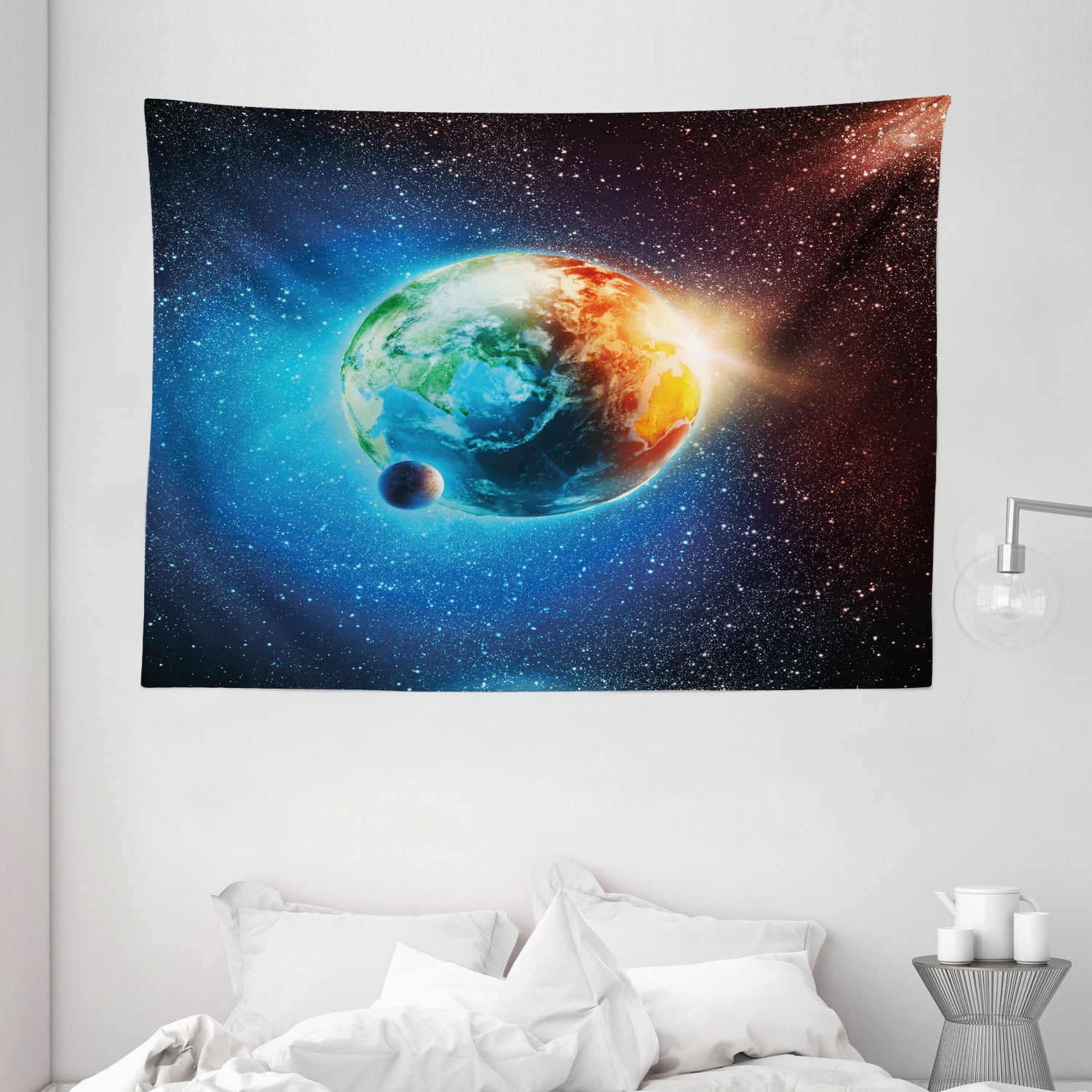 Earth Tapestry, Majestic Galaxy Outer Space View Universe with Planet ...