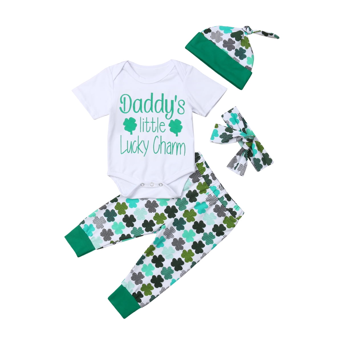 Unique Baby Girls 1st St Patricks Day Moms Lucky Charm Layette Set