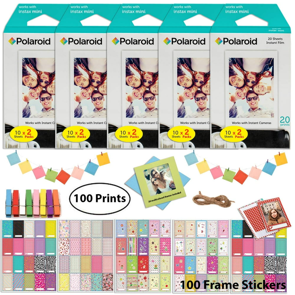 Polaroid Instant Film (100 Sheets) and Picture Frame Accessory Bundle