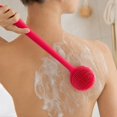 thumbnail image 3 of Long Handle Shower Scrub Brush Red Silicone Bath Back Scrubber for Body Bathroom Use, 3 of 4