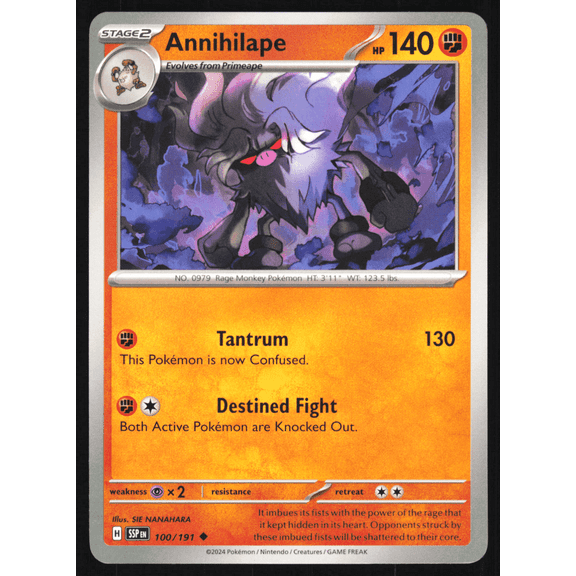 2024 Surging Sparks Annihilape Uncommon #100/191 English Pokemon Trading Card