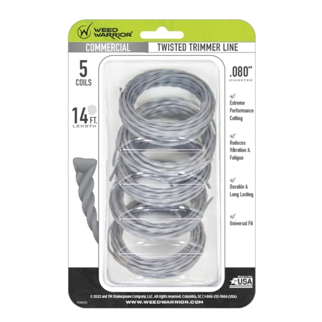 Trimmer Line WEED WARRIOR: 0,080 pulgadas de diámetro y 4,3 m de longitud