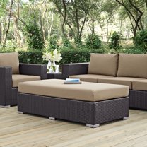 Modway Convene Outdoor Patio Fabric Rectangle Ottoman in Espresso Mocha