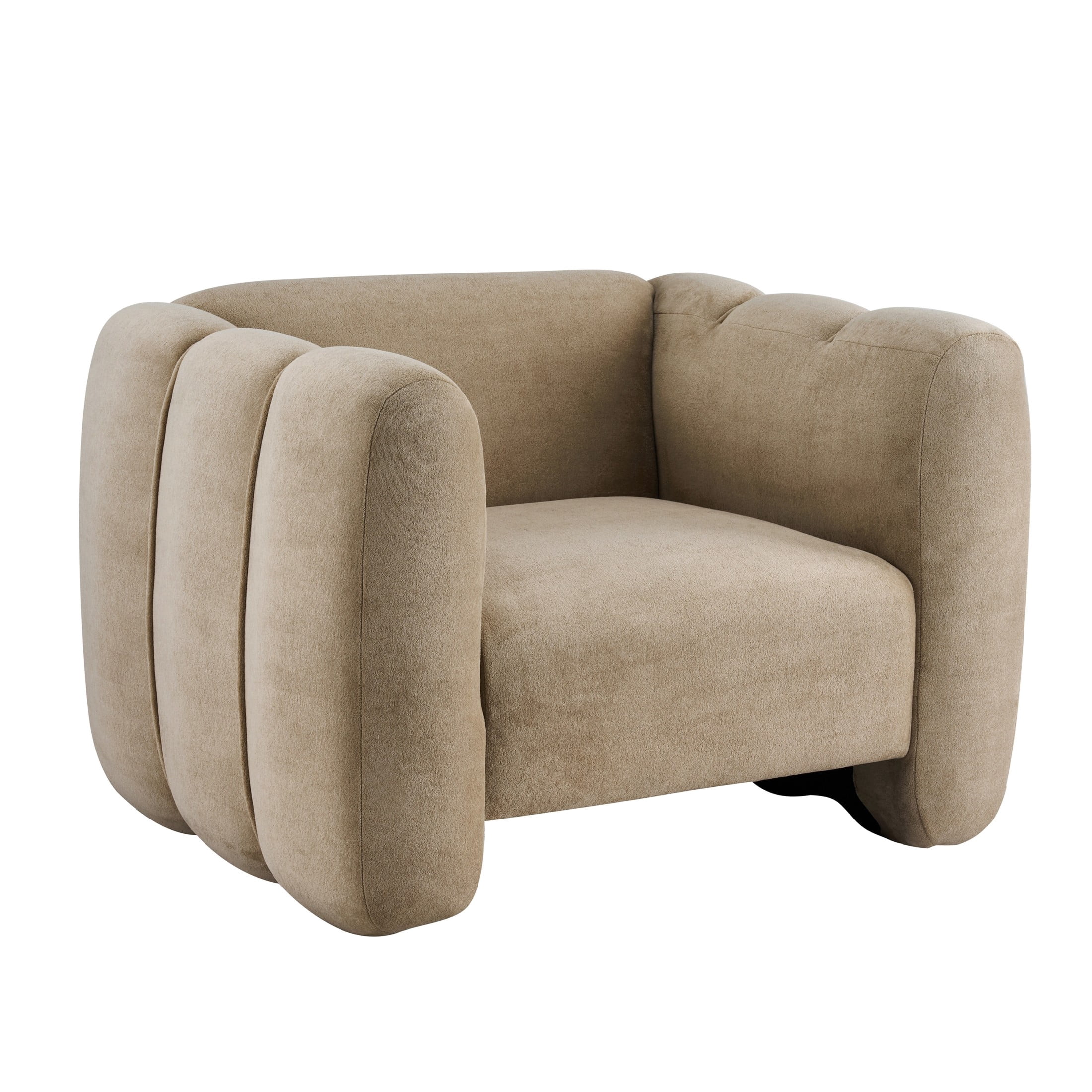 Christopher Knight Home Velvet Club Chair, Plush Upholstered Accent Chair with Channel Stitching, Camel