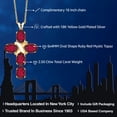 thumbnail image 2 of Gem Stone King 18K Yellow Gold Plated Silver Ruby Red Mystic Topaz Cross Pendant Necklace for Women (2.50 Cttw, Gemstone, Oval 6X4MM, With 18 inch Silver Chain), 2 of 5