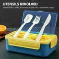 thumbnail image 3 of Caja de almuerzo Fiambrera desmontable 3 compartimentos Grado alimenticio PP5 Bento Box Almacenamiento de alimentos con utensilios Sin BPA Eccomum Caja de almuerzo, 3 of 7