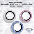 thumbnail image 2 of HEVIRGO 3Pcs Camera Lens Tempered Glass Rhinestone Scratch-resistant Ultra-thin Phone Camera Lens Metal Ring Full Cover for iPhone 11 Pro/11 Pro Max/12 Pro/12 Pro Max/13 Pro/13 Pro Max, 2 of 10