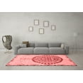 thumbnail image 3 of Ahgly Company Machine Washable Indoor Square Abstract Red Modern Area Rugs, 6' Square, 3 of 4