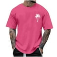 thumbnail image 2 of Fnnxeal Palm Tree Graphic T-Shirt for Men, 2XL Watermelon Red - Oversized Stretchy Quick-Dry Polyester Spandex Casual Vacation Tee, 2 of 4