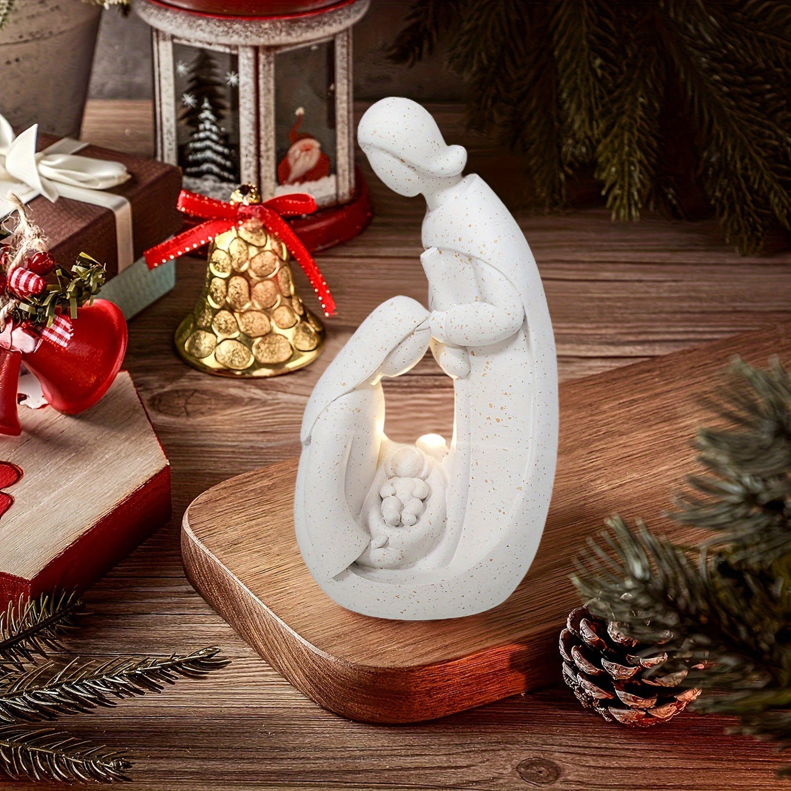 EUDIDV Xmas Decoration Ornaments Christmas Solar Lights Decorative Lights Living Room Art Ornaments Religious Crafts Resin Gifts Gifts Christmas Figurines