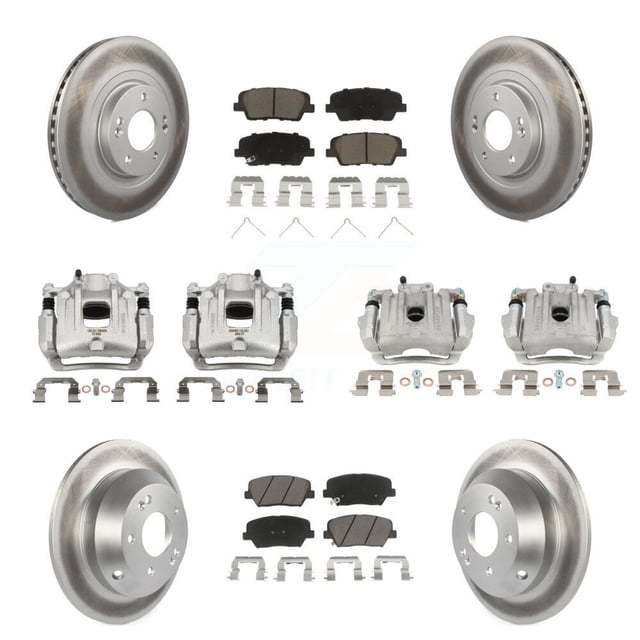 Transit Auto Front Rear Disc Brake Caliper Coated Rotors and Ceramic Pads Kit (10Pc) for Car 2014-2015 Kia Sorento Limited with 3.3L with Red Painted Calipers KCG-100907C