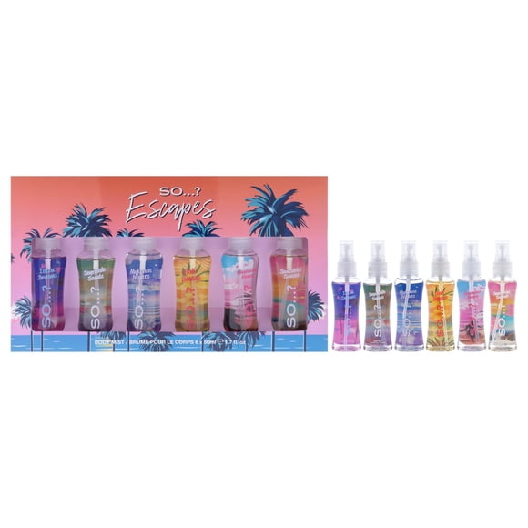 Set de perfume ¿Así que...? Bruma corporal Escapes de 50 ml para mujer, 6 piezas