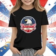 thumbnail image 2 of Girls 4th of July Patriotic T-Shirt American Flag Short Sleeve Tee Black,Size 5-6 T, 2 of 5