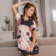 thumbnail image 3 of Qekee Cute Axolotl Sakura Blossoms Print Women's Nightgown,Soft Comfy Sleepshirts,Short Sleeve Sleep Shirt,Loose Comfy Pajama Sleepwear, 3 of 6