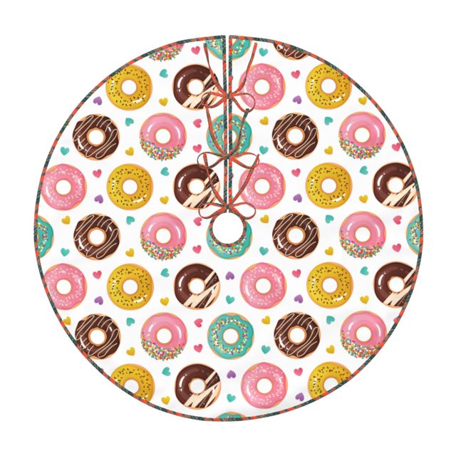 Fotbe Colorful Donuts Pattern Christmas Tree Skirt, Tree Skirts Plush Christmas Decorations, Christmas Tree Skirts Xmas Decorations Holiday Party Decor-36"