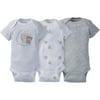 Gerber Newborn Baby Boy or Girl Unisex Assorted Short Sleeve Onesies Bodysuits, 3-Pack