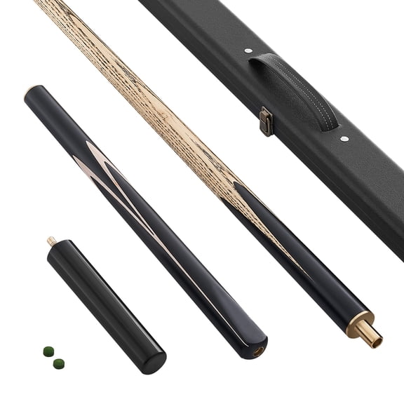 KFFKFF 57-Inch Jointed Snooker Cue with Extension Rod & 0.38-Inch Leather Tip, 19 oz Pool Stick for Billiards, Suitable for Home, Bar, Office, and Professional Use, Includes Wooden Storage Case