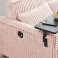 thumbnail image 5 of Corduroy Pull-out and Push-in Sofa with Dual Functions,Convertible Sofa Bed with a Movable Tabletop and USB Ports,Adjustable Backrest Couch Bed for Living Room ,Bedroom and Guest Room,Pink, 5 of 7