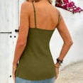thumbnail image 5 of Achuyrbd Plus Size Women's 2-in-1 Spaghetti Strap Cami Top, Button Front Color Block Split Hem Sleeveless Tank 1X-3X, Army Green, 5 of 7