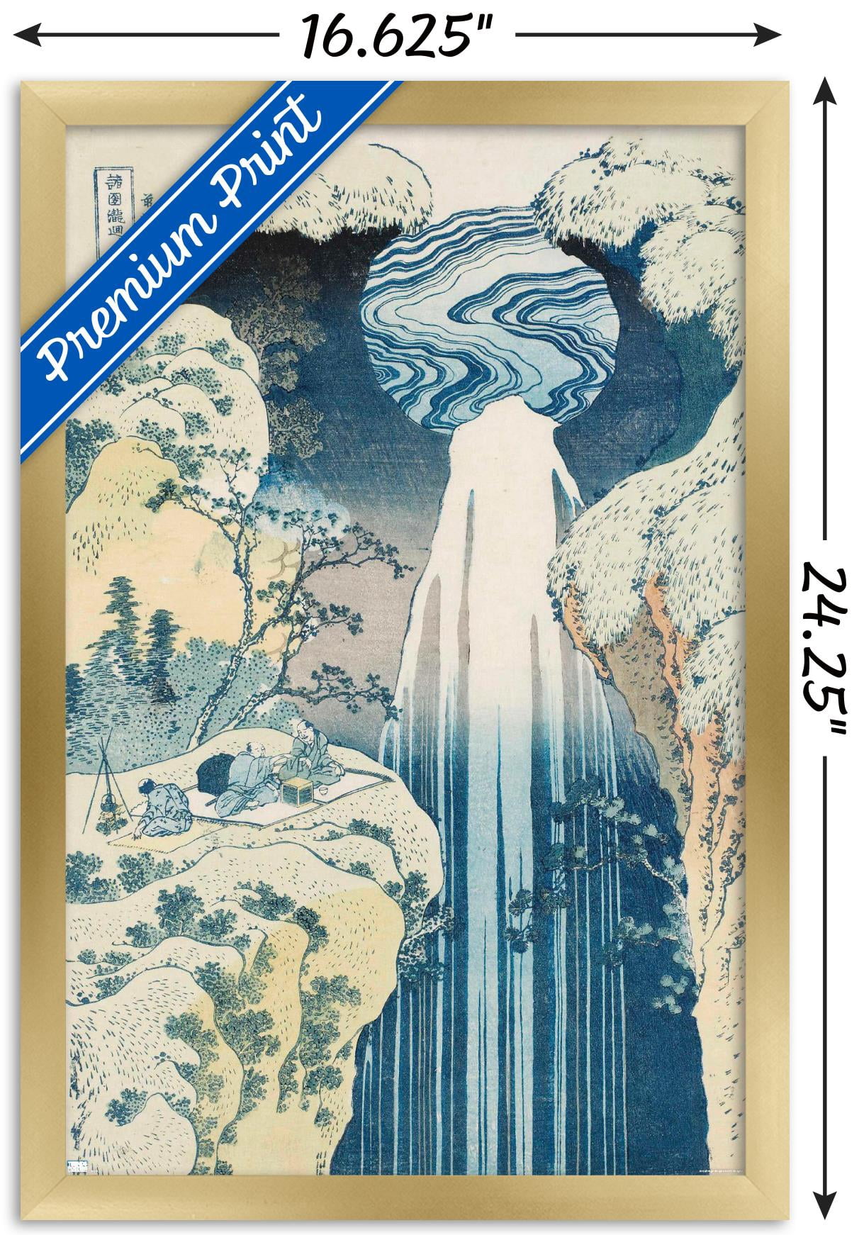 The Amida Waterfall in the Far Reaches of the Kisokaido Road Wall Poster, 14.725" x 22.375" Framed