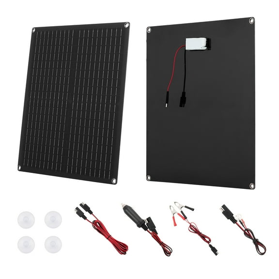 KFFKFF 30W 12V Solar Panel Charger with Smart Controller & Multiple Connection Cables, IP67 Waterproof Design for Vehicles and Outdoor Use