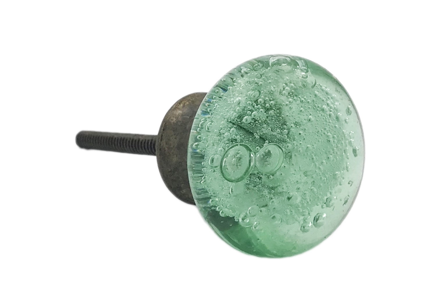 Green Bubbles Glass Knob, Oil Brushed Hardware