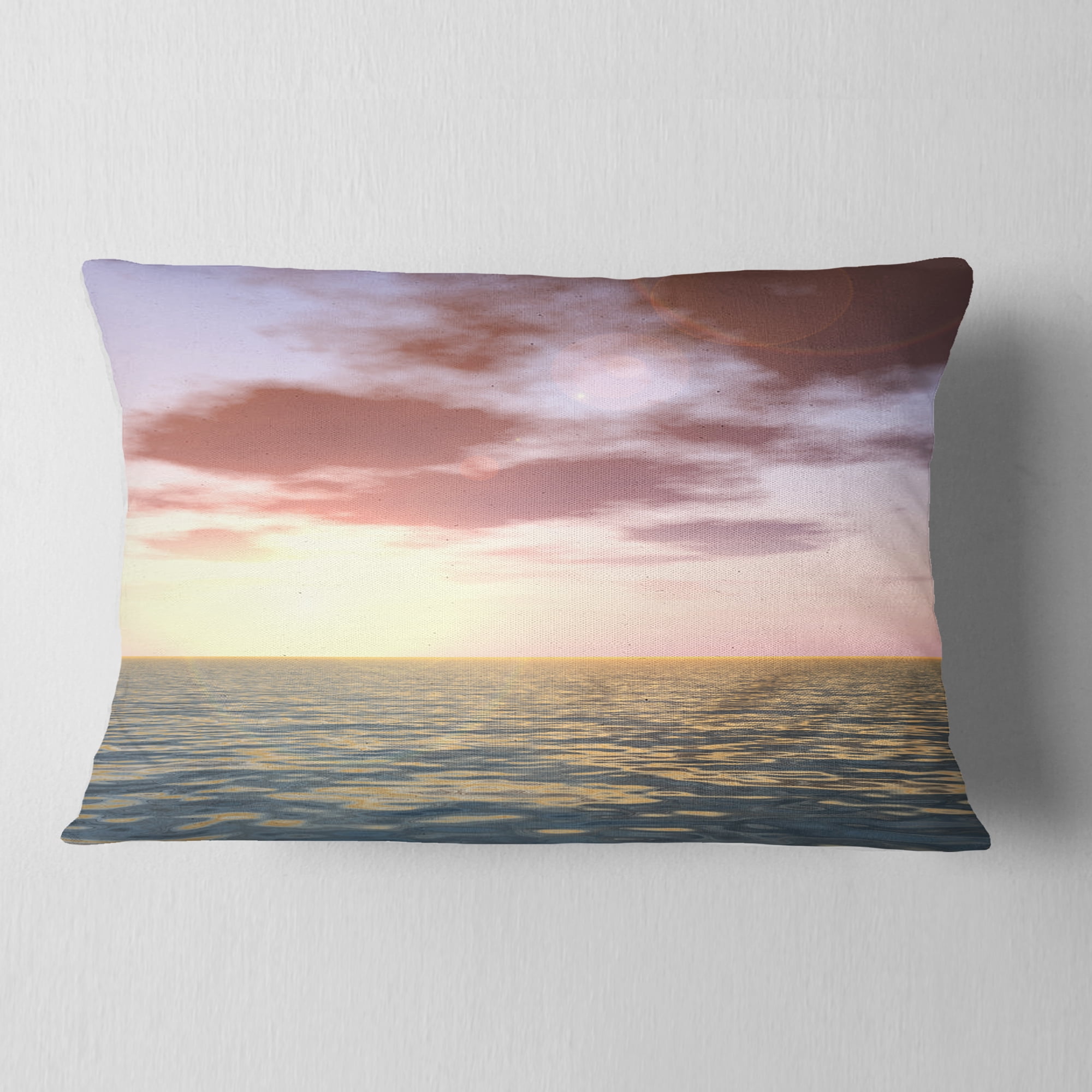 Designart Purple Tinged Atlantic Seashore - Seascape Throw Pillow - 12x20