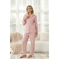 thumbnail image 3 of U2SKIIN Womens Button Down Pajama Set, Fleece Sleepwear Soft Warm Classic Lapels Cozy Lounge,(Light Pink,M), 3 of 5