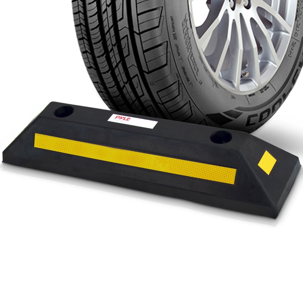Pyle Pcrstp22 Garage Floor Stops, 2PC Heavy Duty Rubber Vehicle Parking Lot Target Stoppers